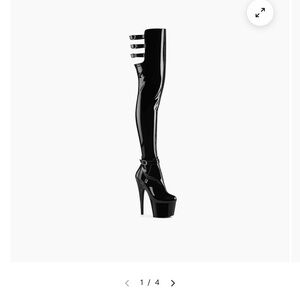 Pleaser Shiny Patent Black Over the Knee Thigh Platform Boots Brand New Size 8